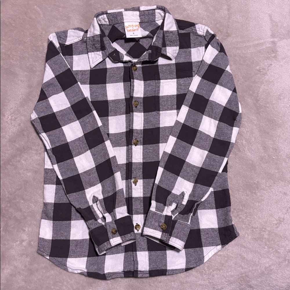 Gray,White & Charcoal Plaid Button Down Shirt.. Sz 8..